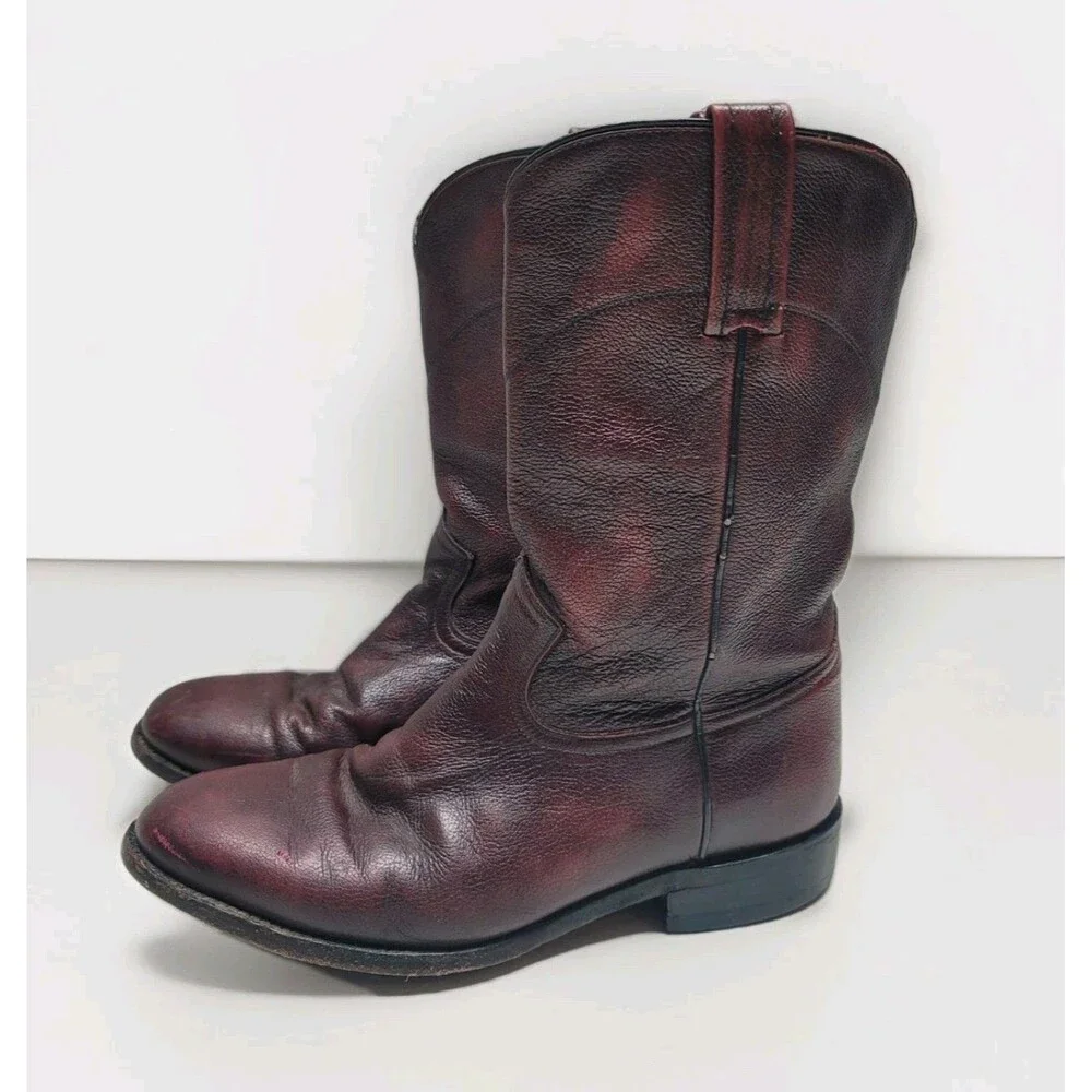 Dan Post Men's 9.5 D Oxblood Maroon Red Leather Cowboy Western Ropers Boots 6586
